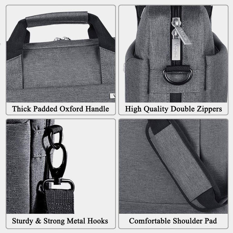 Voova Laptop Bag Case 17 17.3 Inch Computer Sleeve Messenger Bag with Shoulder Strap Expandable Waterproof Large Capacity Business Briefcase for Work Travel Fit 17-18â€ Laptop, Men Women, Gray - Image 4